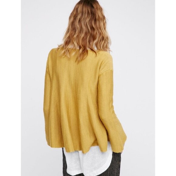 Free People Sundae Pullover Sweater Top Linen Oversized Boho Flare Bell Sleeve - Picture 3 of 12
